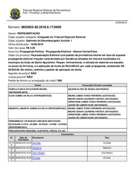Representação nº 0602655-83.2018.6.17.0000
