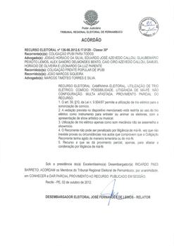 Recurso Eleitoral nº 0000136-98.2012.6.17.0129 - Ipubi - PE