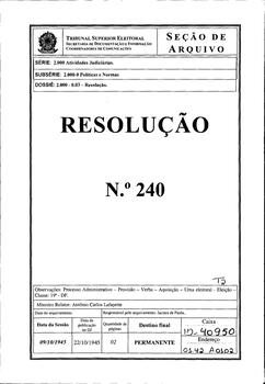 Resolução nº 240 - Processo Administrativo