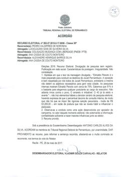 Recurso Eleitoral nº 0000392-27.2016.6.17.0056 - Garanhuns - PE