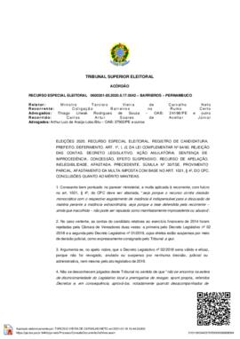 Recurso Especial Eleitoral n° 0600301-85.2020.6.17.0042 - Barreiros – PE
