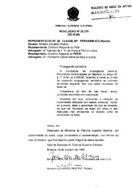 Resolução nº 20.378 - Representação nº 28 - Recife -PE