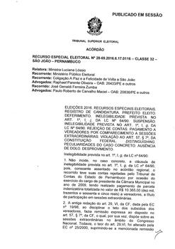 Recurso Especial Eleitoral nº 0000028-69.2016.6.17.0116 - São João - PE