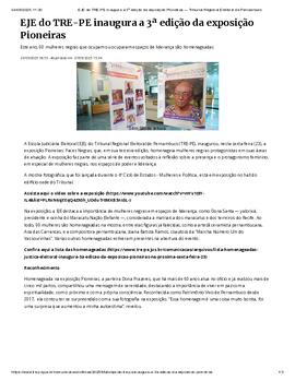 Materia EJE do TRE-PE inaugura a 3ª edição da exposição Pioneiras — Tribunal Regional Eleitoral de Pernambuco.pdf