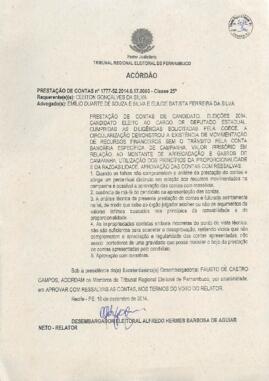 Prestação de Contas - De Candidato nº 0001777-52.2014.6.17.0000 - Recife - PE