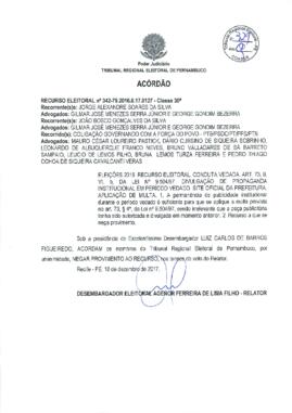 Recurso Eleitoral nº 0000342-79.2016.6.17.0127 - Camaragibe - PE