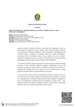 Agravo Regimental no Recurso Especial Eleitoral n° 0000001-54.2017.6.17.0083 - Petrolina – PE
