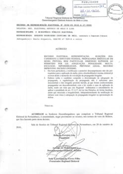 Recurso Eleitoral na Representação nº 0003594-93.2010.6.17.0000 - Recife - PE