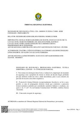 Mandado de Segurança Cível nº 0600694-39.2020.6.17.0000