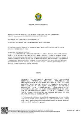 Mandado de Segurança Cível nº 0600668-41.2020.6.17.0000