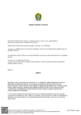 Mandado de Segurança Cível nº 0600587-92.2020.6.17.0000
