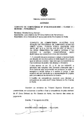 Conflito de Competência nº 57-92.2012.6.00.0000 - Moreno - PE