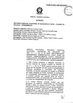 Recurso Especial Eleitoral nº 0000050-39.2016.6.17.0016 - Ipojuca - PE