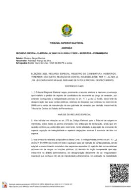 Recurso Especial Eleitoral n° 0600112-31.2020.6.17.0035 - Bezerros – PE