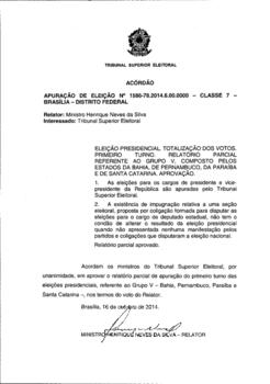 Apuração de Eleição nº 0001586-78.2014.6.00.0000 - Brasília - DF