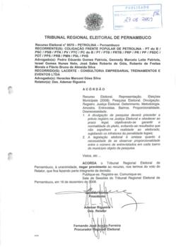 Recurso Eleitoral nº 8.570 - Petrolina - PE
