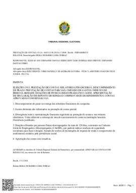 Prestação de Contas - De Candidato nº 0602112-80.2014.6.17.0000 - Recife - PE