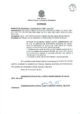 Mandado de Segurança nº 0002272-96.2014.6.17.0000 - Recife - PE